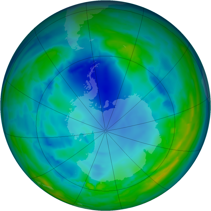 Antarctic ozone map for 02 August 2008